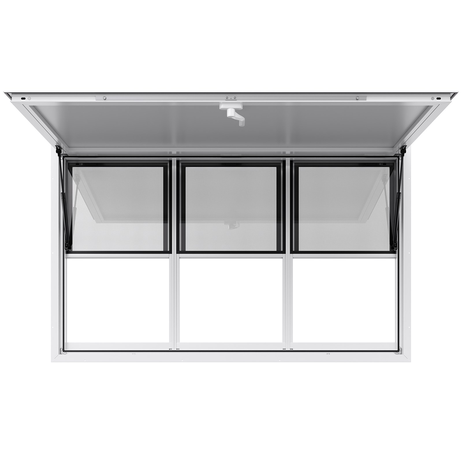 VEVOR Concession Window 60x36 in, Aluminum Alloy Service Window for Food Truck, Up to 85 Degrees Stand Serving Window with 3 Sliding Windows, Awning Door, and Drag Hook, for Concession Trailers