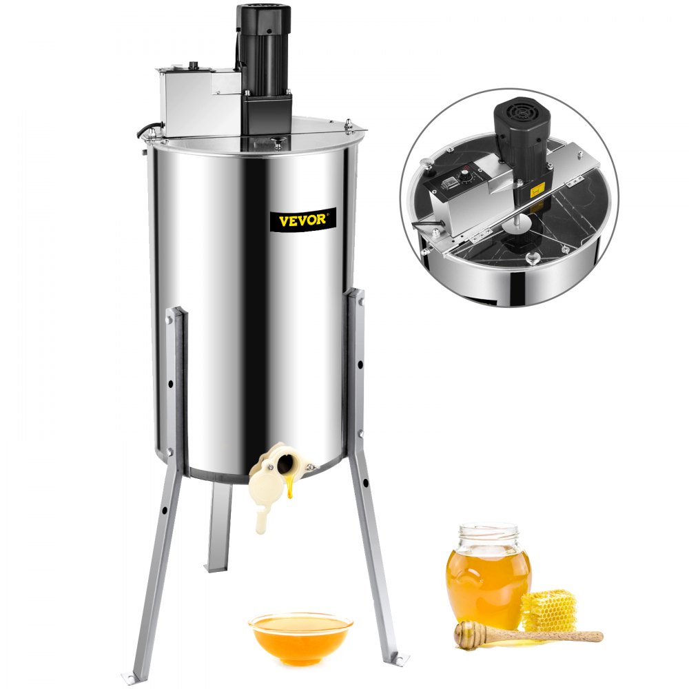 Extractor electric de miere VEVOR cu 3 cadre Separator Extractor de albine din oțel inoxidabil Spinner de fagure din oțel inoxidabil Manivela Extracție apicultura Echipament centrifugă pentru stupină