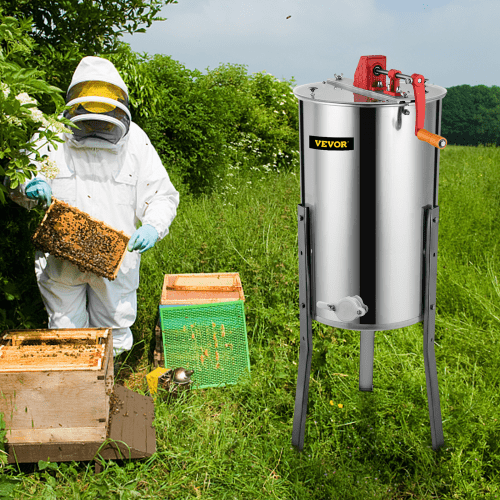 VEVOR Manual Honey Extractor Separator 3 Frame Stainless Steel Honeycomb Drum Spinner Crank Beekeeping Equipment Apiary Centrifuge Equipment