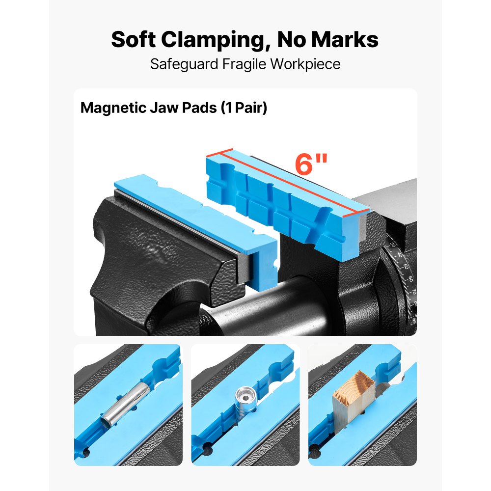 VEVOR Heavy Duty Bench Vise, 5.5" Jaw Width, Double Swivel Rotating Multi-Purpose Bench Vise, with 360° Locking Swivel Base and Head, 2.76" Throat Depth, 5" Max Jaw Opening, for Drilling Pipe Cutting