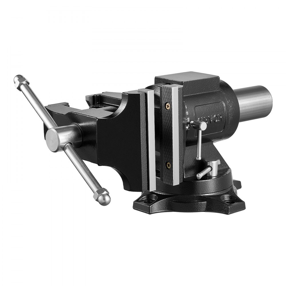 VEVOR Heavy Duty Bench Vise, 5.5" Jaw Width, Double Swivel Rotating Multi-Purpose Bench Vise, with 360° Locking Swivel Base and Head, 2.76" Throat Depth, 5" Max Jaw Opening, for Drilling Pipe Cutting