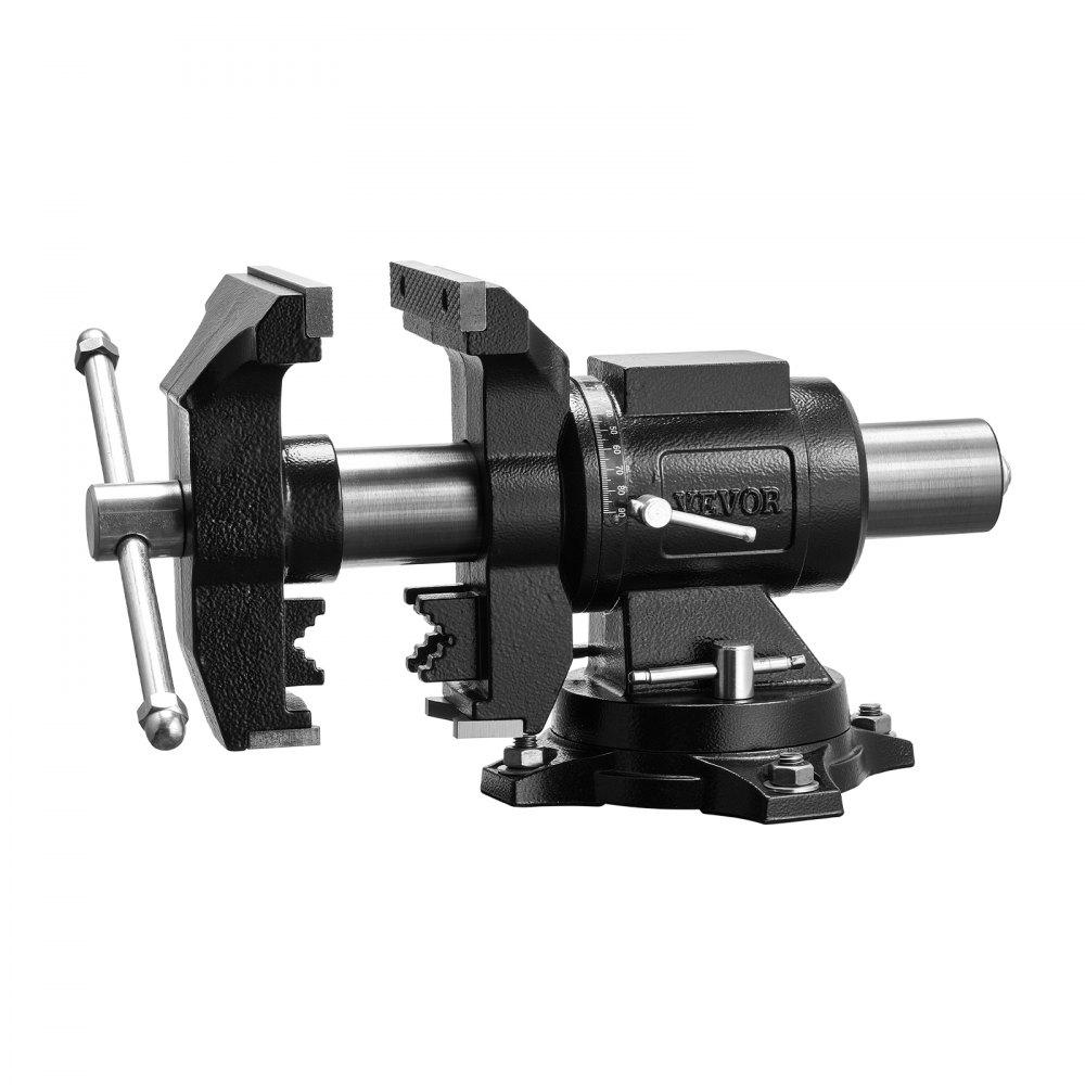 VEVOR Heavy Duty Bench Vise, 5.5" Jaw Width, Double Swivel Rotating Multi-Purpose Bench Vise, with 360° Locking Swivel Base and Head, 2.76" Throat Depth, 5" Max Jaw Opening, for Drilling Pipe Cutting