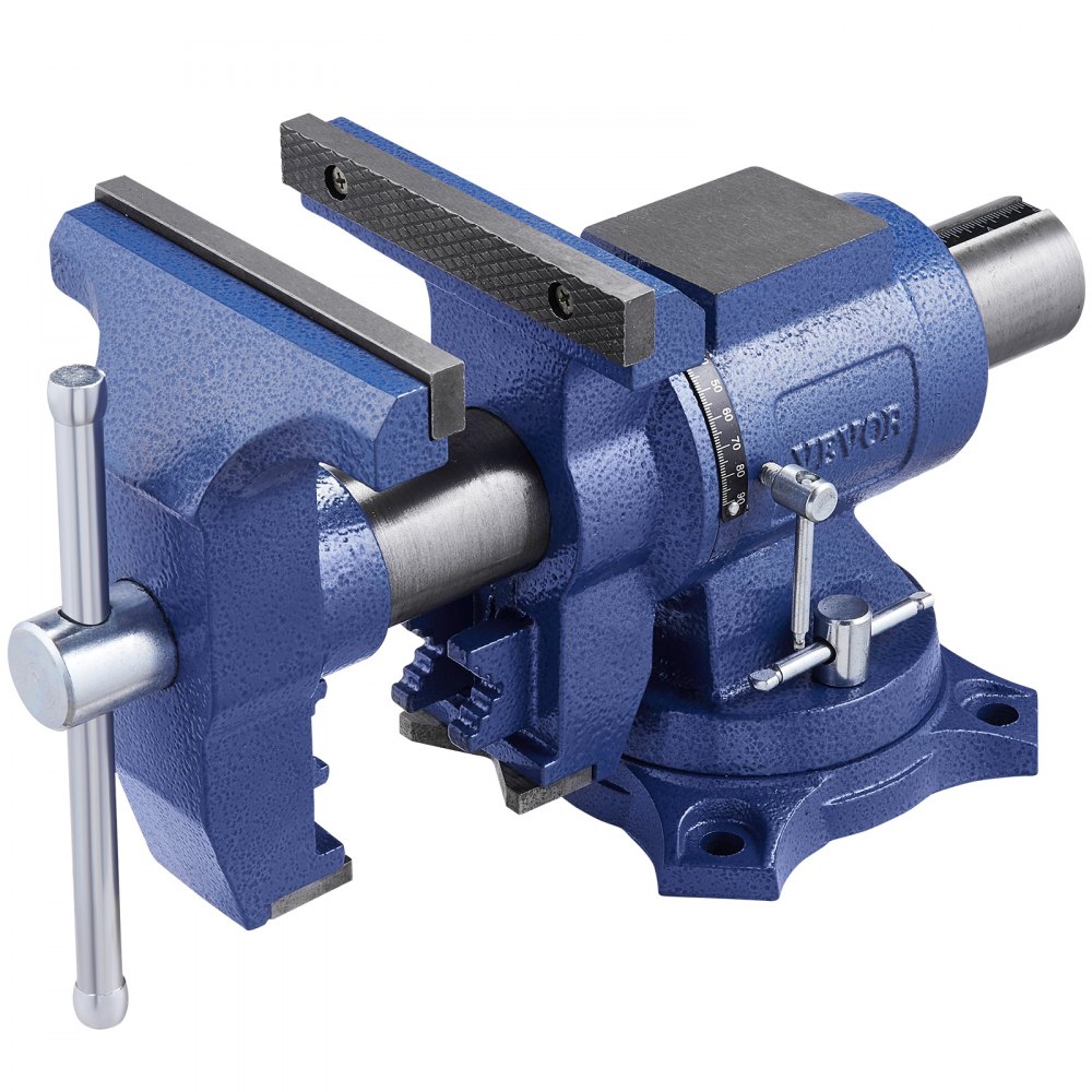 VEVOR Heavy Duty Bench Vise, 165 mm Jaw Width, 125 mm Max Jaw Opening Multi-Purpose Ductile Iron Bench Vise with Anvil, 360° Swivel Base Head, 75 mm Throat, 5620 lbs Clamp Force, for Pipe Repairing