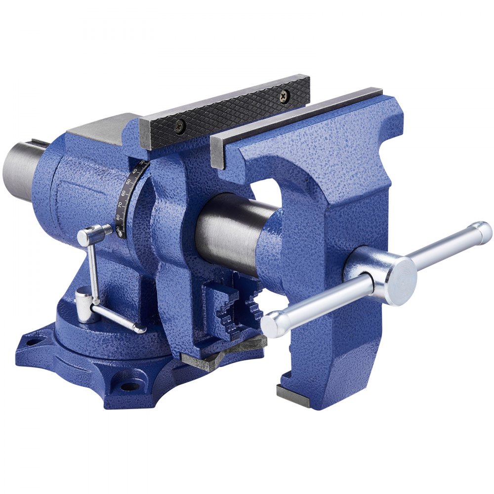 VEVOR Heavy Duty Bench Vise, 165 mm Jaw Width, 125 mm Max Jaw Opening Multi-Purpose Ductile Iron Bench Vise with Anvil, 360° Swivel Base Head, 75 mm Throat, 5620 lbs Clamp Force, for Pipe Repairing