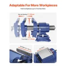 VEVOR 6-1/2" Multi-Purpose Bench Vise Heavy Duty Ductile Iron 360° Swivel Base