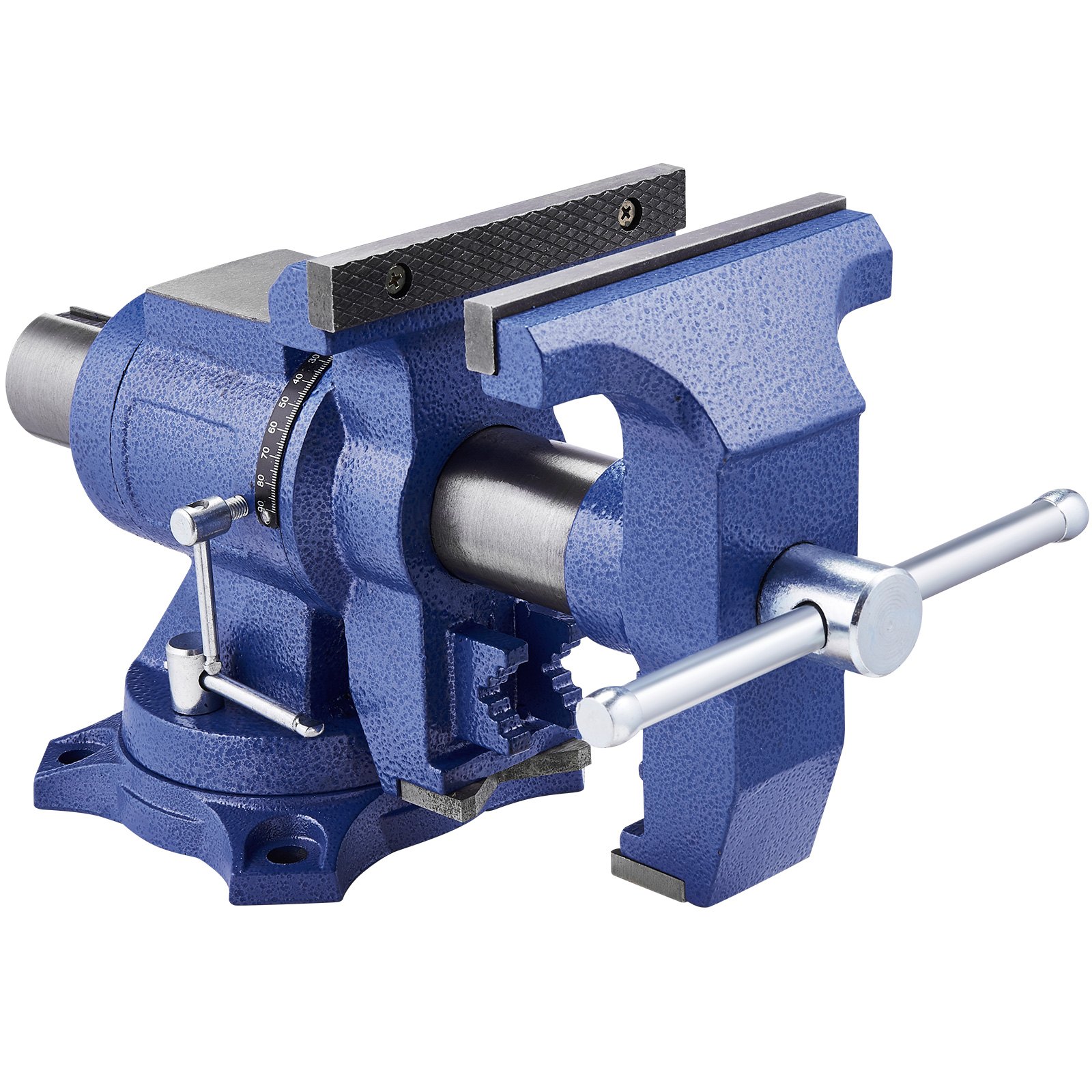 VEVOR Heavy Duty Bench Vise, 165 mm Jaw Width, 125 mm Max Jaw Opening Multi-Purpose Ductile Iron Bench Vise with Anvil, 360° Swivel Base Head, 75 mm Throat, 5620 lbs Clamp Force, for Pipe Repairing
