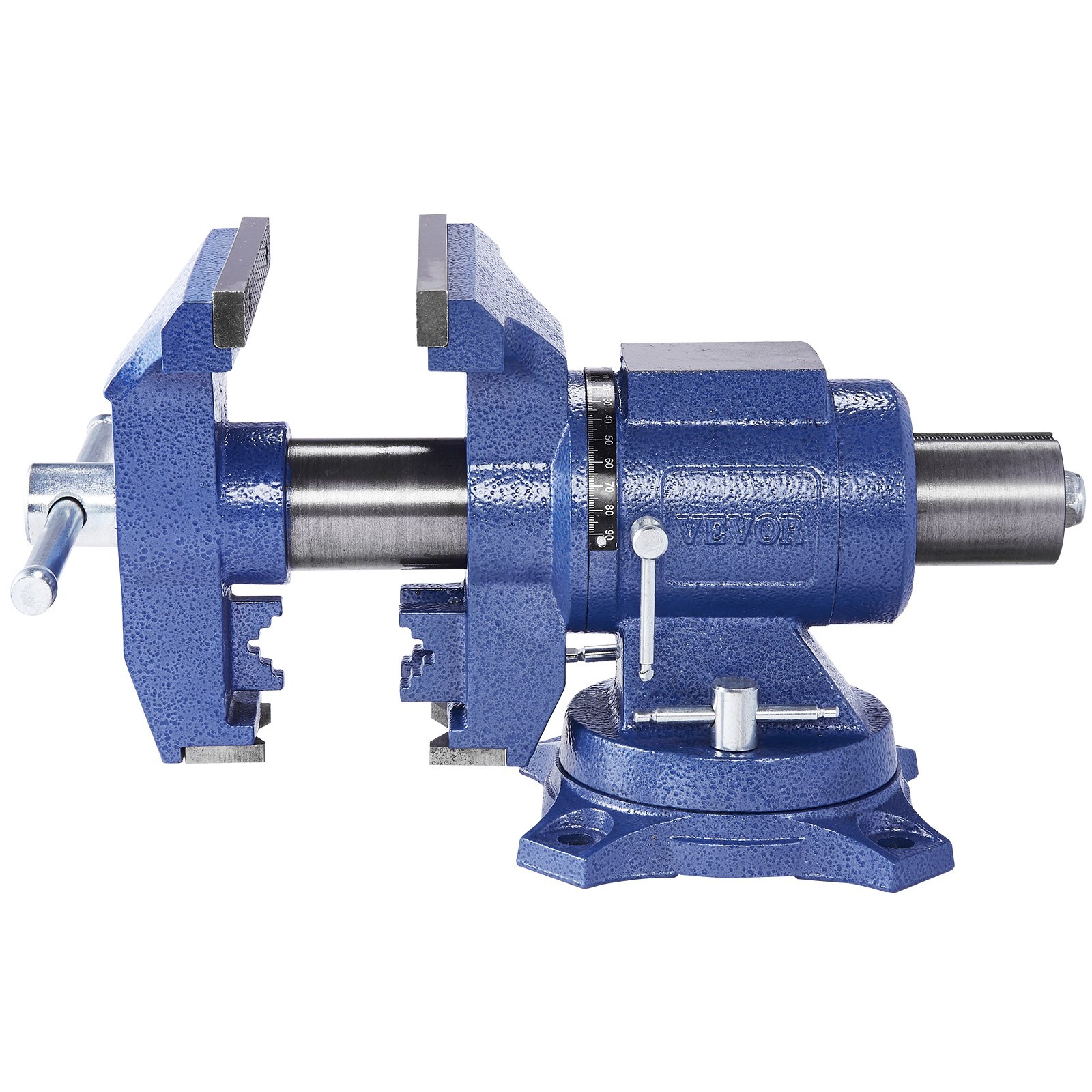 VEVOR Heavy Duty Bench Vise, 165 mm Jaw Width, 125 mm Max Jaw Opening Multi-Purpose Ductile Iron Bench Vise with Anvil, 360° Swivel Base Head, 75 mm Throat, 5620 lbs Clamp Force, for Pipe Repairing