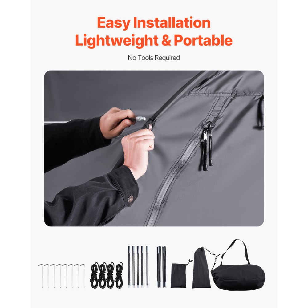 VEVOR Bike Storage Tent, 1 to 2 Bikes, Outdoor Spacious Bike Storage Tent with Ventilated Window, Waterproof Fan-Shaped Bike Tent with High Strength Fiberglass & Dual Zippers, Fit for Bicycle