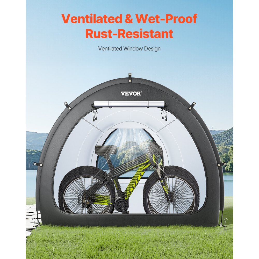 VEVOR Bike Storage Tent, 5+ Bikes, Outdoor Spacious Bike Storage Tent with Ventilated Window, Waterproof Fan-Shaped Bike Tent with High Strength Fiberglass & Dual Zippers, Fit for Bicycle