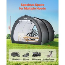 VEVOR Outdoor Bike Storage Tent Fan-Shaped Waterproof Bike Tent for 5+ Bikes