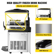VEVOR Slush Frozen Drink Machine, 15L Tank Commercial Margarita Machine, 500W Stainless Steel Margarita Slush Maker, Temperature Slush 16°F to 32°F Drink Maker, Perfect for Restaurants Cafes Bars