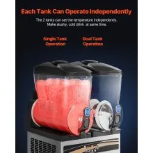 VEVOR Margarita Machine, 15Lx2 Tank Commercial Slushy Machine, Slushie Machine 1000W, Commercial Margarita Maker, Smoothie Frozen Drink Maker for Supermarkets Cafes Restaurants Bars Home Use