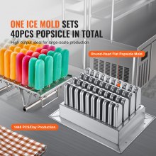 VEVOR Commercial Popsicle Machine Single Mold Sett - 40 STK Ice Pops Lolly Maker