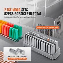 VEVOR Commercial Popsicle Machine 2 Form Sæt - 52 STK Ice Pops Making Machine