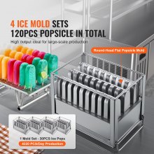 VEVOR Commercial Popsicle Machine 4 Mould Set - 120 PCS Ice Pops Making Machine