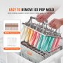 VEVOR Commercial Popsicle Moulds, 40PCS Cylindrical Ice Pop Moulds, Stainless Steel Ice Lolly Popsicle Moulds, Ice Cream Maker Mould Holder with 50PCS Popsicle Sticks & Bags (Single Mould Set - 40PCS)