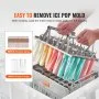 VEVOR Commercial Popsicle Moulds, 40PCS Cylindrical Ice Pop Moulds, Stainless Steel Ice Lolly Popsicle Moulds, Ice Cream Maker Mould Holder with 50PCS Popsicle Sticks & Bags (Single Mould Set - 40PCS)
