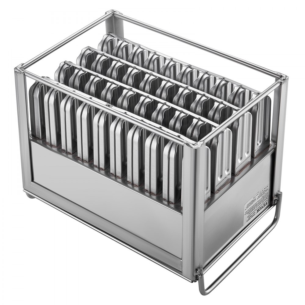 VEVOR Commercial Popsicle Moulds, 40PCS Round-Head Ice Pop Moulds with Double Slot, Stainless Steel Ice Lolly Popsicle Moulds, Ice Cream Maker Mould Holder with 50PCS Popsicle Sticks & Bags