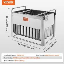 VEVOR Commercial Popsicle Moulds, 40PCS Round-Head Ice Pop Moulds with Double Slot, Stainless Steel Ice Lolly Popsicle Moulds, Ice Cream Maker Mould Holder with 50PCS Popsicle Sticks & Bags