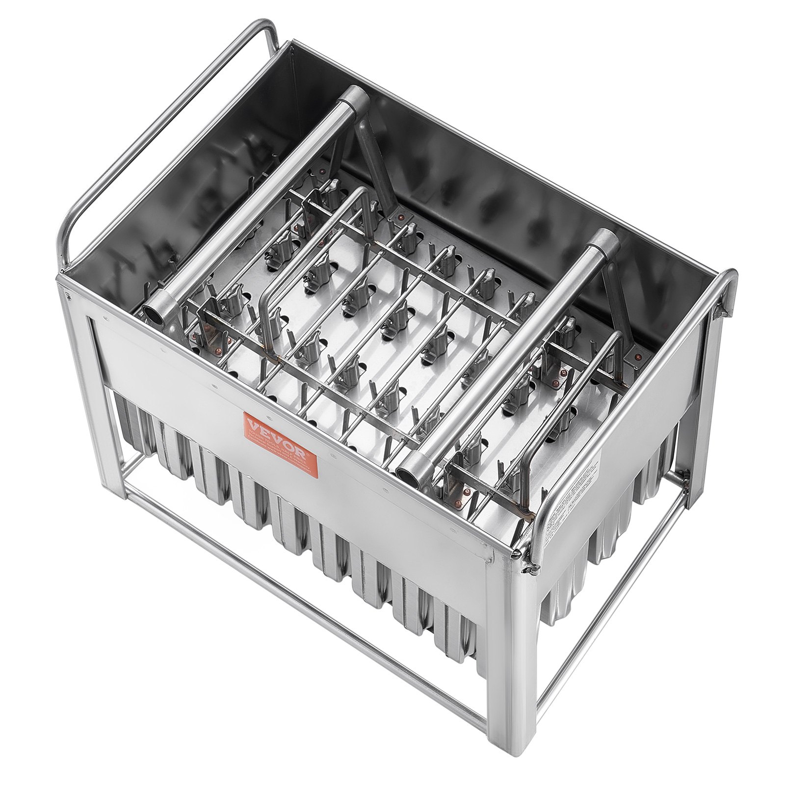 VEVOR Commercial Popsicle Moulds, 40PCS Round-Head Ice Pop Moulds with Double Slot, Stainless Steel Ice Lolly Popsicle Moulds, Ice Cream Maker Mould Holder with 50PCS Popsicle Sticks & Bags