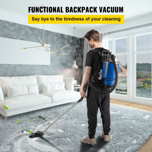 VEVOR Backpack Vacuum, 3.6qt Backpack Vacuum Cleaner, 5-IN-1 Lightweight Backpack Vacuum, HEPA Filtration Vacuum Backpack, Commercial Industrial Backpack Vacuum with Telescoping Wand, Tool Kit, Corded