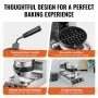 VEVOR Commercial Waffle Maker, 1300W Round Waffle Baker Machine, Non-Stick Stainless Steel Belgian Waffle Iron, Temperature and Time Control, 180° Rotatable, for Restaurant Bakery Snack Bar Family