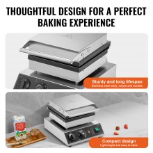 VEVOR 2PCS Commercial Waffle Maker Rectangle Waffle Baker Machine 2000W