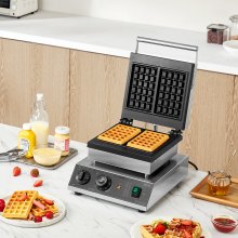 VEVOR 2PCS Commercial Waffle Maker Rectangle Waffle Baker Machine 2000W