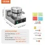 VEVOR Commercial Waffle Maker, 1230W Round Waffle Baker Machine, Non-Stick Stainless Steel Belgian Waffle Iron with Temperature and Time Control, Handle, for Restaurant Bakery Snack Bar Family