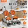 VEVOR Commercial Waffle Maker Dual-Head Round Waffle Iron 2460W Non-Stick