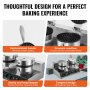VEVOR Commercial Waffle Maker, Dual-Head Round Waffle Baker Machine, 2460W Non-Stick Stainless Steel Belgian Waffle Iron with Temp and Time Control, Handle, for Restaurant Bakery Snack Bar Family