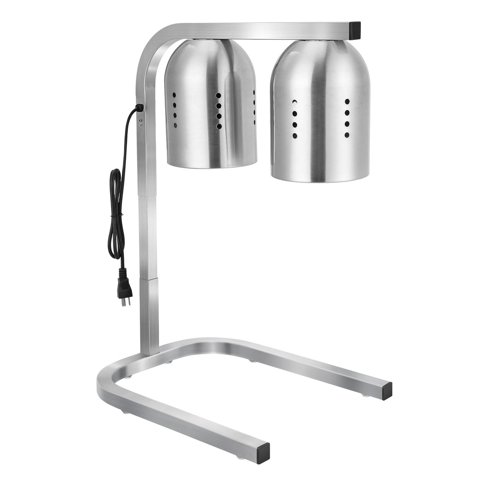 VEVOR Food Heat Lamp, 500W Bulbs, Commercial Food Warmer Light, Electric Stainless Steel French Fry Heating Lamp, Free-standing, Catering Food Warming Equipment for Kitchen Buffet Restaurant, Silver