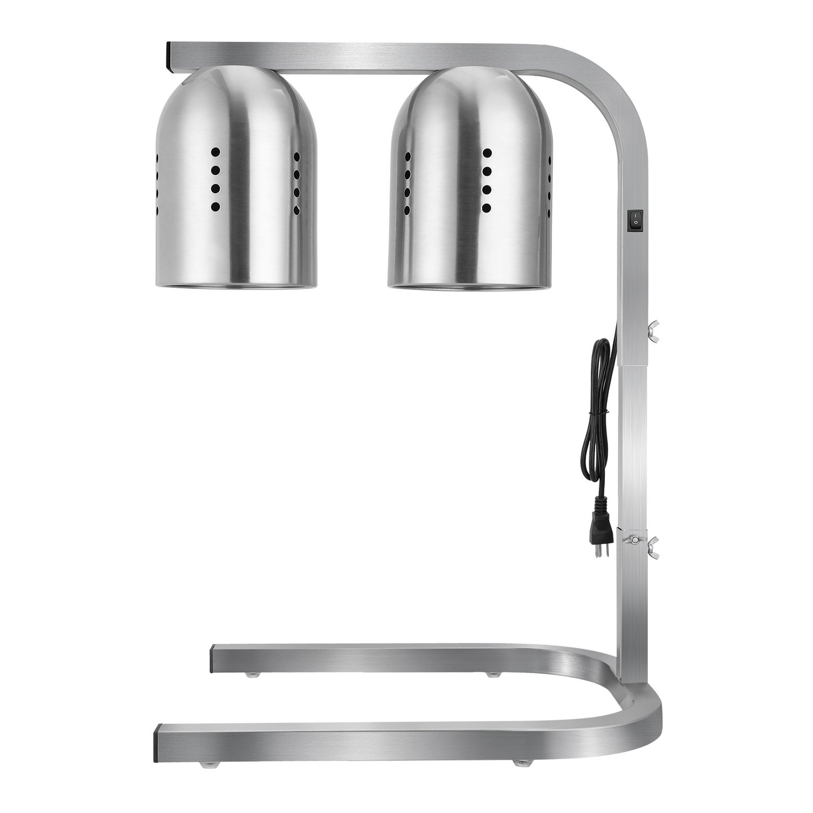 VEVOR Food Heat Lamp, 500W Bulbs, Commercial Food Warmer Light, Electric Stainless Steel French Fry Heating Lamp, Free-standing, Catering Food Warming Equipment for Kitchen Buffet Restaurant, Silver