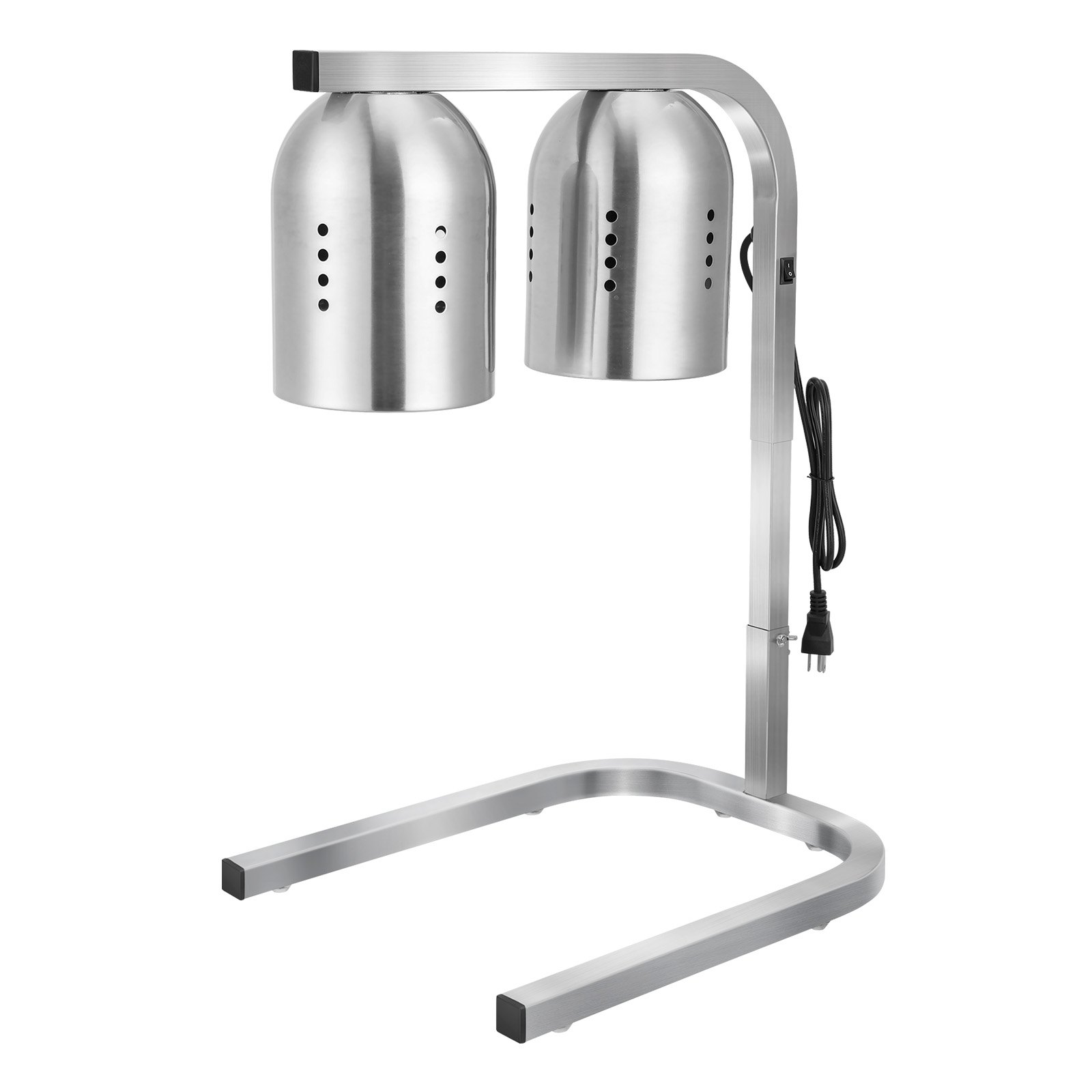 VEVOR Food Heat Lamp, 500W Bulbs, Commercial Food Warmer Light, Electric Stainless Steel French Fry Heating Lamp, Free-standing, Catering Food Warming Equipment for Kitchen Buffet Restaurant, Silver