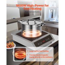 VEVOR Portable Commercial Induction Cooktop 1800W Countertop Burner 9 Temp Level