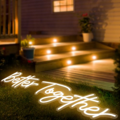 VEVOR Better Together Neon Sign, 13" x 7" +18" x 8" Warm White LED lights Sign, Adjustable Brightness with Remote Control, Used for Home, Party, Wedding, and Bar Decoration (Power Adapter Included)