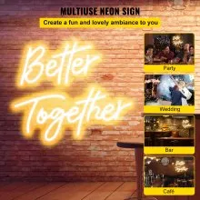 VEVOR Better Together Neon Sign, 13" x 7" +18" x 8" Warm White LED lights Sign, Adjustable Brightness with Remote Control, Used for Home, Party, Wedding, and Bar Decoration (Power Adapter Included)