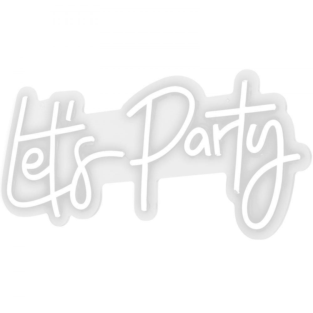 VEVOR Let's Party Neon Sign, 23"X10" Neon Sign for Wall Decor, Adjustable Brightness White Neon Light Sign with Remote Control and Power Adapter, for Party/Wedding Celebration/Home Decoration