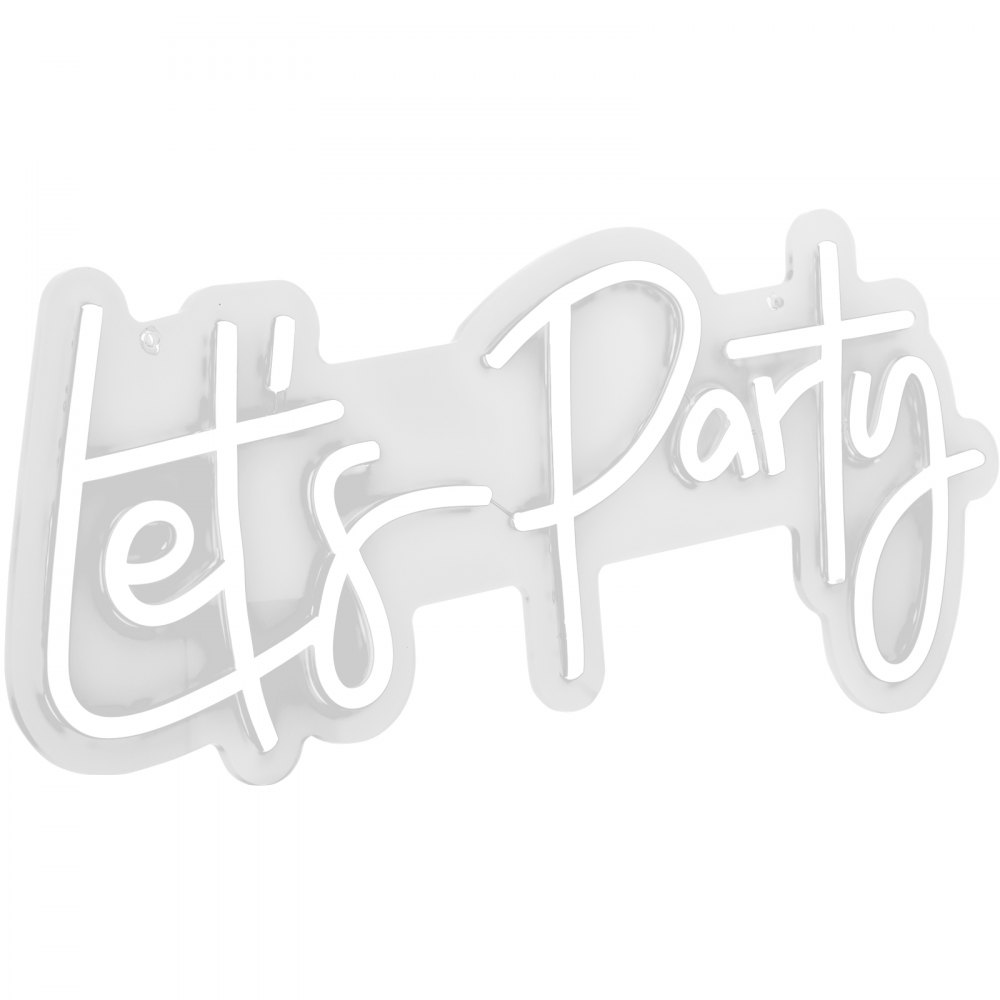 VEVOR Let's Party Neon Sign, 23"X10" Neon Sign for Wall Decor, Adjustable Brightness White Neon Light Sign with Remote Control and Power Adapter, for Party/Wedding Celebration/Home Decoration