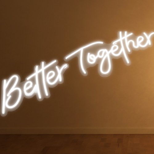 VEVOR Neon Sign, 24" x 10" + 17" x 9" Better Together, Adjustable Brightness White Neon Lights Signs with Dimmer Switch and 12V Power Adapter, Used for Home, Party, Wedding, and Bar Decoration