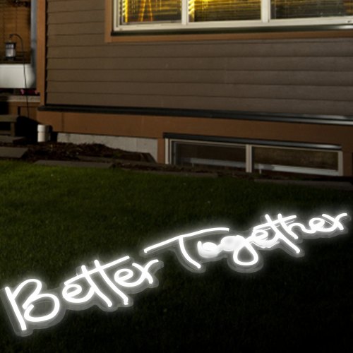 VEVOR Neon Sign, 24" x 10" + 17" x 9" Better Together, Adjustable Brightness White Neon Lights Signs with Dimmer Switch and 12V Power Adapter, Used for Home, Party, Wedding, and Bar Decoration