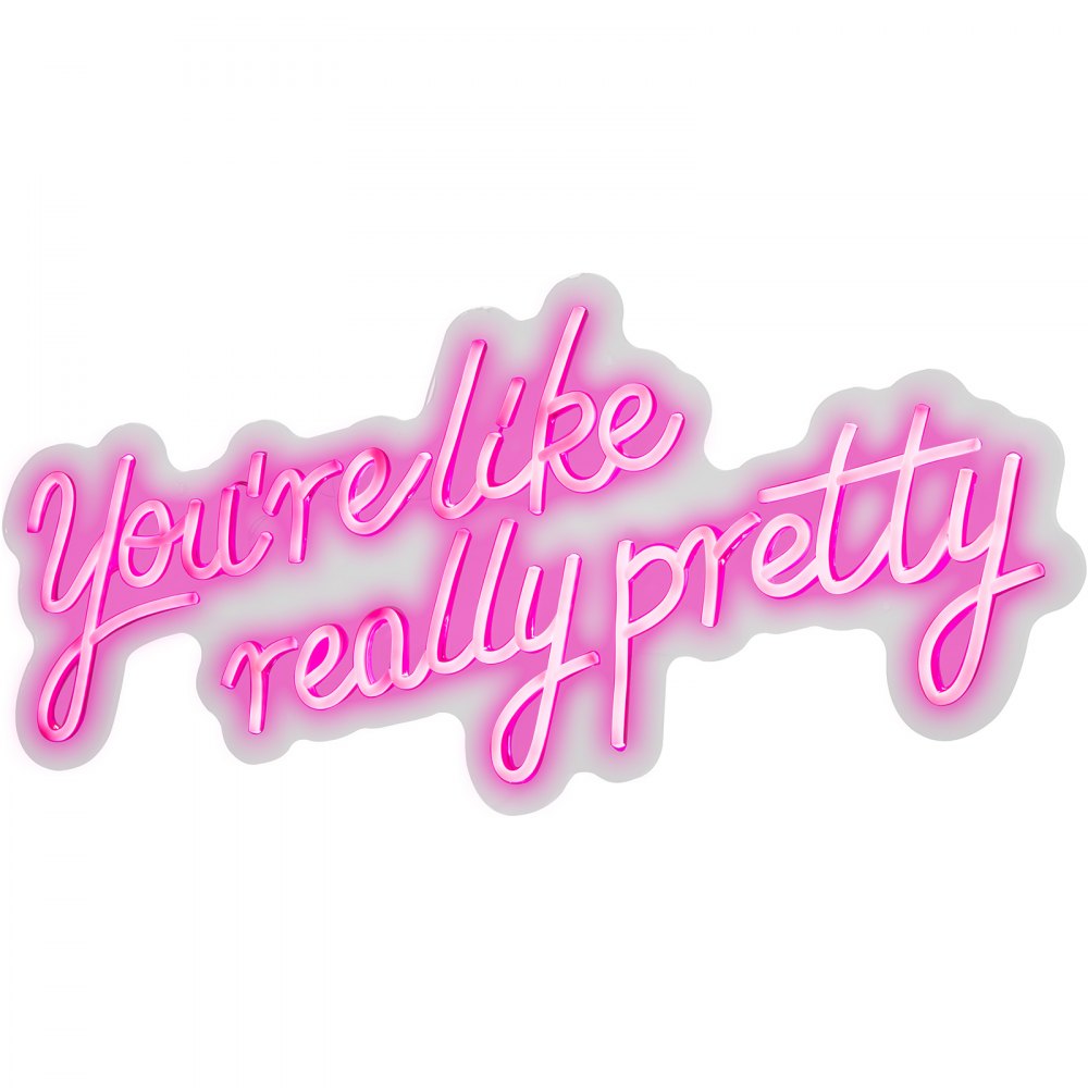 VEVOR You're Like Really Pretty Neon Sign, 23" x 21" Pink LED Neon Signs for Wall Decor, Large Lights Sign with Remote Control and Power Adapter, Used for Party, Wedding, Living Room, Office