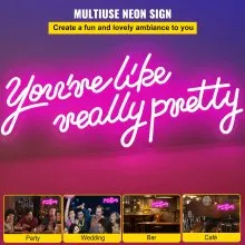 VEVOR You're Like Really Pretty Neon Sign, 23" x 21" Pink LED Neon Signs for Wall Decor, Large Lights Sign W/ Remote Control and Power Adapter, Used for Party, Wedding, Living Room, Office