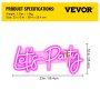 VEVOR Let's Party Neon Sign, 23"X10" Neon Sign for Wall Decor, Adjustable Brightness Pink Neon Light Sign with Remote Control and Power Adapter, for Party/Wedding Celebration/Home Decoration