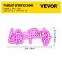 VEVOR Let's Party Neon Sign, 26" x 12" Neon Sign for Wall Decor, Adjustable Brightness Pink Neon Light Sign with Remote Control and Power Adapter, for Party/Wedding Celebration/Home Decoration