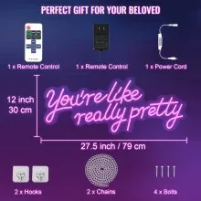 VEVOR You're Like Really Pretty Neon Sign, 27.5" x 12" Pink LED Neon Signs for Wall Decor, Large Lights Sign with Remote Control and Power Adapter, Used for Party, Wedding, Living Room, Office