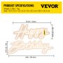 VEVOR Happy Birthday Neon Sign, 16.5" x 8" + 23" x 8" LED Neon Lights Signs, Adjustable Brightness with Remote Control and Power Adapter, Reusable for Party, Club, Celebration and Decoration Warm