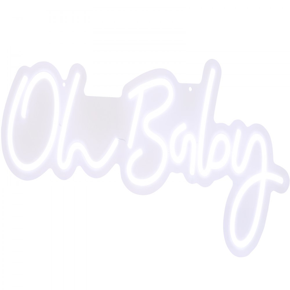 VEVOR Oh Baby Neon Sign for Wall Decor, with Remote Control and Dimmable Switch for Baby Shower decorations, Birthday Party, Wedding Decor, 23.5x12 inches (Warm White)