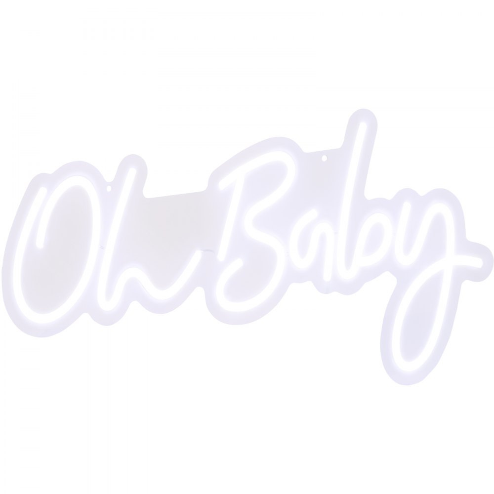 VEVOR Oh Baby Neon Sign for Wall Decor, with Remote Control and Dimmable Switch for Baby Shower decorations, Birthday Party, Wedding Decor, 23.5x12 inches (Warm White)