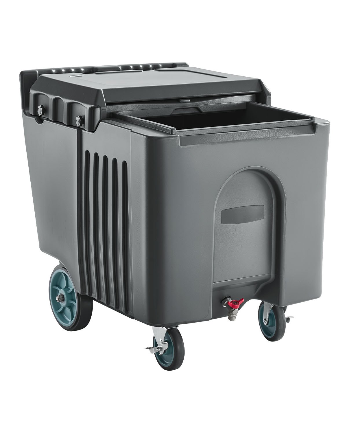 VEVOR Commercial Ice Bin, 125 lbs Portable Ice Caddy, 31.5 x 22.8 x 29 inch Insulated Ice Carrier with 4 Wheels and Flip Lid, Large Ice Bin for Catering, Kitchens, Bistros, Restaurants, and Bars